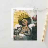 The Sleepy Cat and her Queen  Postcard