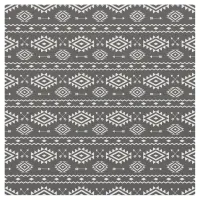 Tribal Aztec Grey and White Pattern Fabric