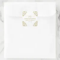 Elegant Vintage Gold Wedding Classic Square Sticke Square Sticker