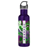 Purple, Green Fluid Art Marble Personalized   Stainless Steel Water Bottle