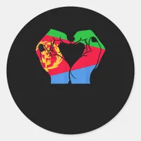 Hands Heart With Eritrean Flag Classic Round Sticker