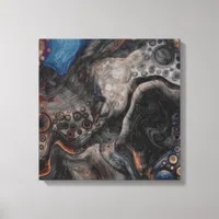 Black and Brown Digital Pour Painting Fluid Art   Canvas Print