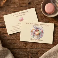 Watercolor Pastel Macaron Box Patisserie Business Calling Card