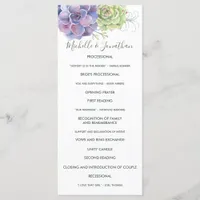 Watercolor Cactus Succulents Wedding Program