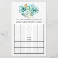 Mint Floral Bridal Shower Tea Party Bingo