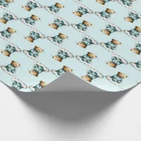 Cute Teddy Bear on a Cloud Blue PJs Wrapping Paper