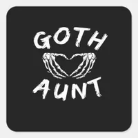 Goth Aunt Funny Emo Auntie Punk Cute Skeleton Hand Square Sticker