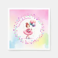 Pretty Pink Ballerina Girl's Birthday Party Napkins