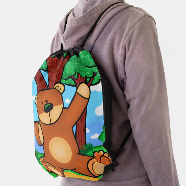 Bear in the Prairie - Bear in grassland Drawstring Bag