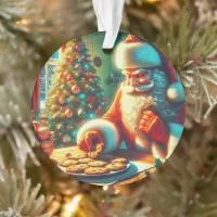 Vintage Christmas Santa Eating Cookies Ornament