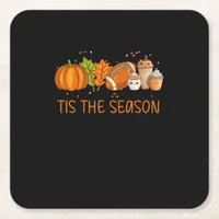 Tis The Season Football Pumpkin Spice Everything F Square Paper Coaster
