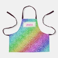 Kids Custom name Rainbow glitter aprons