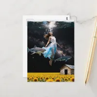 Surreal Swimming With Sharks on the Prairie  Postcard
