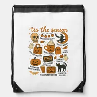Retro Tis The Season Halloween Season Fall Drawstring Bag