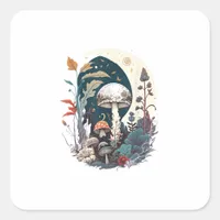 Aesthetic Goblincore Cottagecore Mushroom Botanica Square Sticker