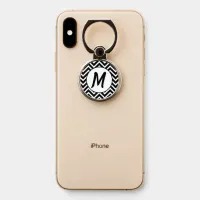 Monogram Initials Personalized Black and White  Phone Ring Stand