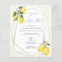 Budget Lemon Citrus Summer Baby Shower Invitation