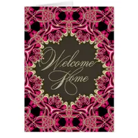 Hot Pink & Gold Lace Welcome Home Card