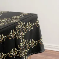 Luxury Vintage Gold Damask and Diamonds Pattern Tablecloth