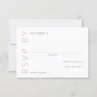 Blush Pink Elegant Modern Minimalist Wedding RSVP Card