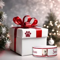 Festive Red and White Stars Holiday Photo Bowl
