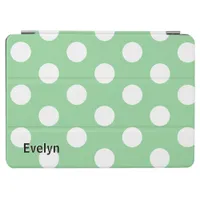 Light Green Stylish White Polka Dot Pattern Dotted iPad Air Cover