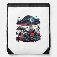 Cottagecore And Aesthetic Goblincore Mushroom Fair Drawstring Bag
