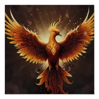 Fiery Phoenix Cushion Poster