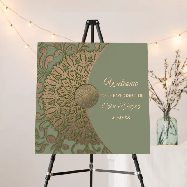 Elegant Modern Sage green & gold classic mandala Foam Board