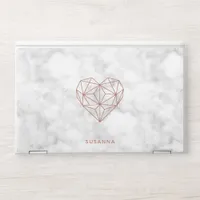 Faux Rose Gold Foil Geometric Heart | Chic Marble HP Laptop Skin