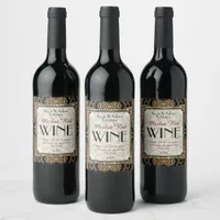 Stylish Wine Labels | Black Gold Art Deco Bows