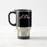 Funny Skeleton Heart Hands Creative Vibe Travel Mug