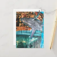 A Whale of a Time A Unique Surreal Collage Postcard