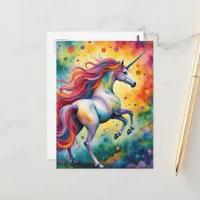Beautiful Colorful Fantasy Unicorn Postcard