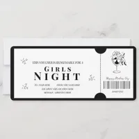 Bold Minimalist Girls Night Voucher  Invit Invitation