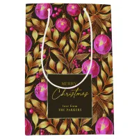 Magenta Gold Christmas Pattern#29 ID1009 Medium Gift Bag