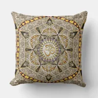 Bohemian Yoga Gold Om Geometry Art Big Cushion