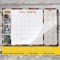 Large 2-in-1 Family Photos Desk Wall Calendar 2025 Paper Pad