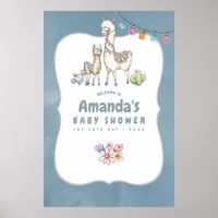 Watercolor Llama themed Baby Shower Welcome Poster