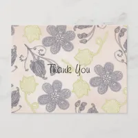 Vintage Retro Floral Paisley Personalize Thank You Postcard