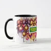 Christmas Bulbs Watercolour Coffee Mug