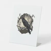 F-Caw-F Funny Raven Pun Gothic Crow Humor Retro Cl Pedestal Sign