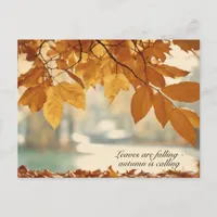 Autumn Fall Leaf Scenery Holiday Postcard