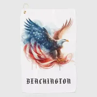 *~* American Flag AP16 - Bald EAGLE USA Golf Towel