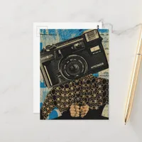 Surreal Abstract Person with a Retro Camera Head Postcard