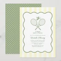 Sage Green & Cream Preppy Tennis Bridal Shower Invitation