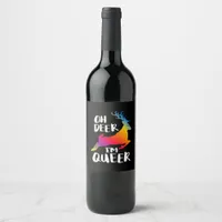 Oh Deer Queer Pride Minimal Artistic Style  Wine Label