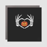 Vintage Skeleton Hands Heart Pumpkin Autumn Hallow Car Magnet