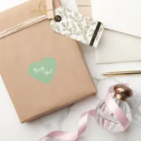 Sage Green Heart-shaped Thank You Favor Heart Sticker