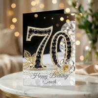 Elegant Black Gold Onyx Pearl 70th Birthday Card